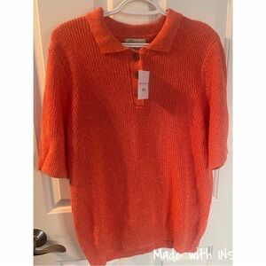 New PXL Appleseed’s Short Sleeve Collared Orange Sweater